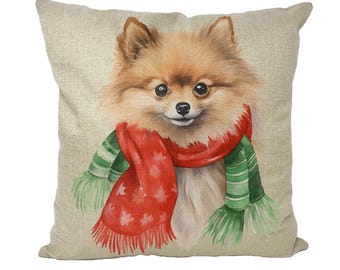 Pomeranian Dog Cute Winter Throw Pillow with Insert, Pomeranian Mom Dad, Pom Lover, Pomeranian Decor, Dog Lover Gift For Her Pomeranian Dogs