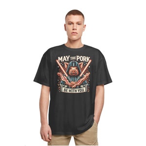 May the Pork be with you Funny Novelty Heavy Oversized Vintage Retro T-Shirt, Gift For Him, Fathers Day Gift, Gift for Dad, Farming Tee Farm