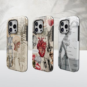 Custodia per telefono medico Bones Cover per iPhone 15Pro, 14, 13, 12, 11, Google Pixel 8, 7A, 6A, Samsung S24 fe, S23fe, S22, A54, A34