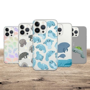 Custodia per telefono Manatee con conchiglie per iPhone 16 Pro, 15, 14, 13, 12, 11, Google Pixel 9, 8, 7A, 6A, Samsung Galaxy S24 Ultra, S23fe, A05 A5