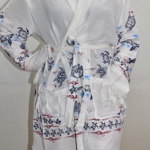 Robe for Beach and Bath, Dressing Gown, Spa Robe, Chic Beach Robe, Boho Robe, Bath Towel, Bathrobe for Woman & for Man, teal-mint, Goz/BR