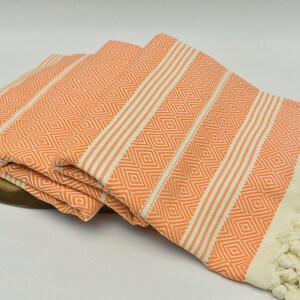 Bridesmaid Gifts, Personalized Towel, Bath Towel, Turkish Towel, Beach Towel, 40 x 76 inch Wedding Gift Towel, Hammam Towel, orange, ÇzglEL