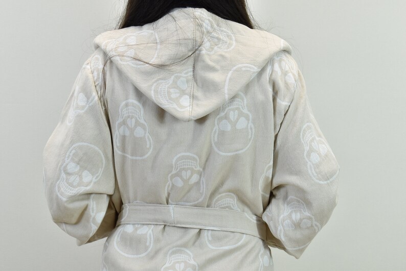 Skull Robe Skull Pattern Robe, Dressing Gown, Turkish Robe, Chic Beach Robe, Boho ...