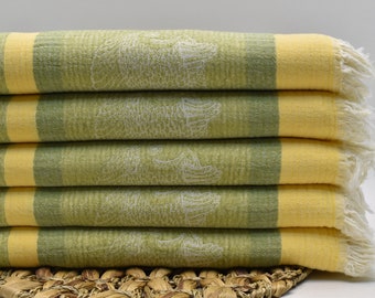 Turkish Bath Towel, Personalized Gift, Beach Towel, 32 x 64 inch Pool Towel, Hammam Towel, Sauna Towel, Green-Yellow, Jkar Bikini Bottom