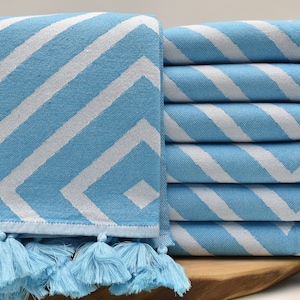 Organic Cotton Towel, Personalized Gift, Gift for Her, Turkish Towel, 40 x 68 inch Bath Towel, Shower Towel, Beach Accessories, sky, Holgrm