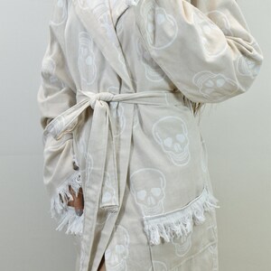 Skull Robe Skull Pattern Robe, Dressing Gown, Turkish Robe, Chic Beach Robe, Boho ...