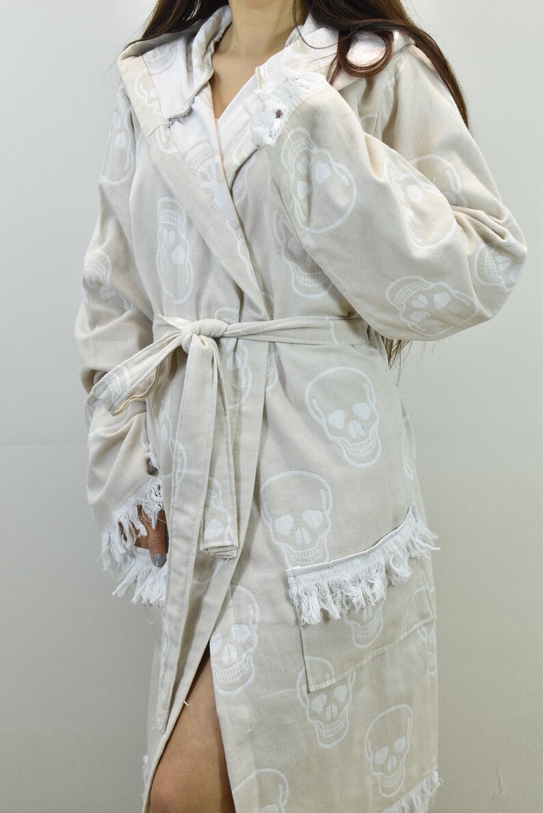 Skull Robe Skull Pattern Robe, Dressing Gown, Turkish Robe, Chic Beach Robe, Boho ...