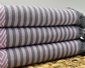 Turkish Cotton Blanket, Bed Cover, Boho Throw, Bed Decor, Sofa Cover, Wedding Gift Blanket, King Size Blanket 80 x 108 inch  P/@tıl