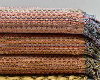 Bed Blanket, Sofa Cover, Turkish Cotton Bedspread, Unique Blanket, Cozy Bed Throws 80x104 inch Slipcover for Sofa, House Gifts, orange P/@la