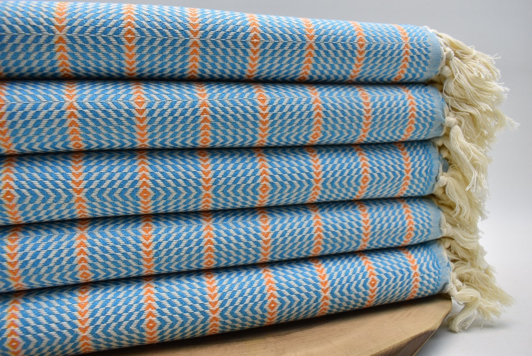 Set Of 4 Turkish Peshtemal Towels - 100% Cotton, Oversized, Quick-Dry For Beach, Bath & Spa - View #8