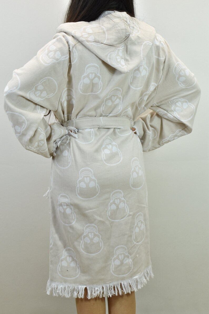 Skull Robe Skull Pattern Robe, Dressing Gown, Turkish Robe, Chic Beach Robe, Boho ...