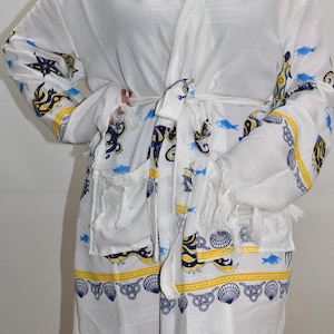 Spa Robe, Chic Beach Robe, Boho Robe, Bath Towel, Bathrobe for Woman & for Man, Robe for Beach and Bath, Dressing Gown, Parakeet-1, Mercan