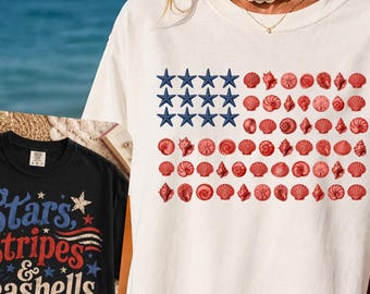 USA Coastal Shell Png, Patriotic Beach Lover Bundle, Seashell American Flag Png, Anniversary 4th of July Bundle, 250 Years Png, USA 1776 Png