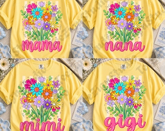 Striped Wildflowers Mama Bundle Png, Trendy Ditsy Floral Mama Png, Floral Grandma Png, Preppy Gigi Nana Png, Mimi Motherhood Png (Digital)
