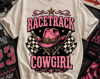 Race Day Png Sublimation Design Download, cowgirl png, rodeo png, checkered flag png, race day png, retro western png, sublimate download