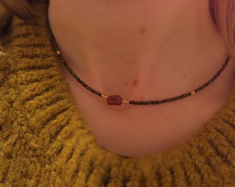 Braune zarte Halskette • minimalistische Kette aus Miyuki Rocailles
