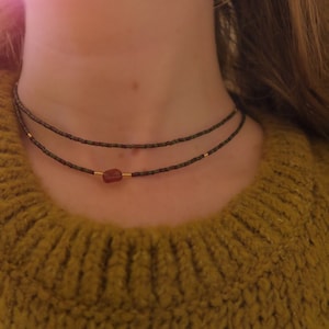Braune Halskette doppelt gewickelt • minimalistische Kette aus Miyuki Rocailles