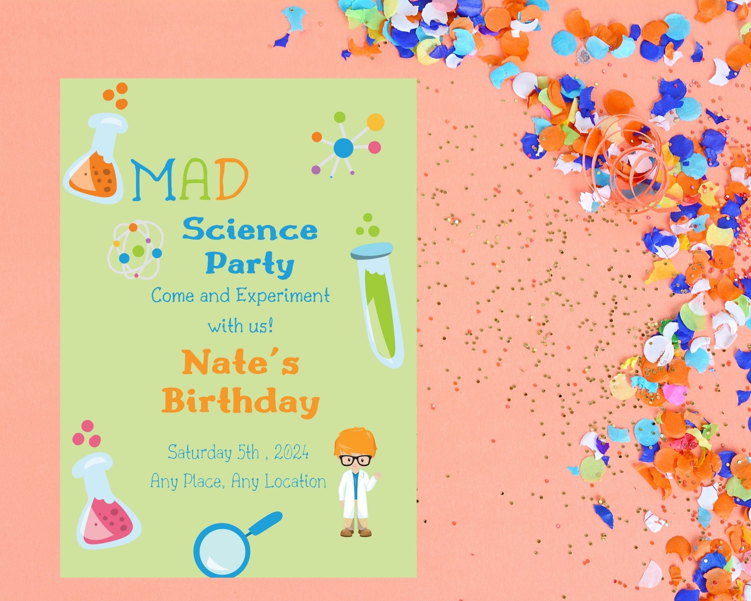 Mad Scientist Party, Mad Scientist Invitations, Science Birthday ...