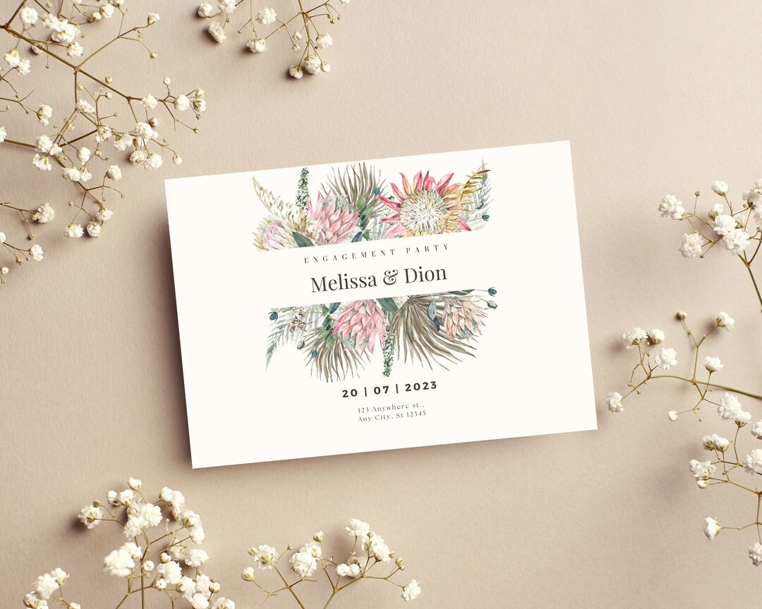 Boho Engagement Party Invitation, Instant Download, Invitation Template