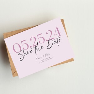 Purple Floral Save the Date Card, Lavender Editable Save the Date Template, Wedding Announcement Card, Instant Download, Modern Wedding