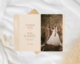 Wedding Thank You card template, Printable Modern Thank you card with Photo, Thank you Wedding Card with Photo, Instant Download, Printable