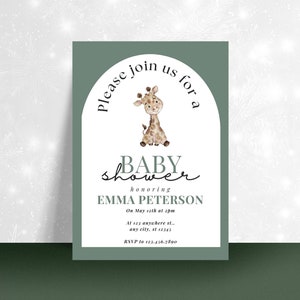 Safari Baby Shower Invitation Template, Gender Neutral Invitation, Jungle Animal Invite, Editable Template, Printable, Instant Download,