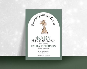 Safari Baby Shower Invitation Template, Gender Neutral Invitation, Jungle Animal Invite, Editable Template, Printable, Instant Download,