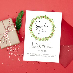 Christmas Save the Date Template, Editable Template, Instant Download ...
