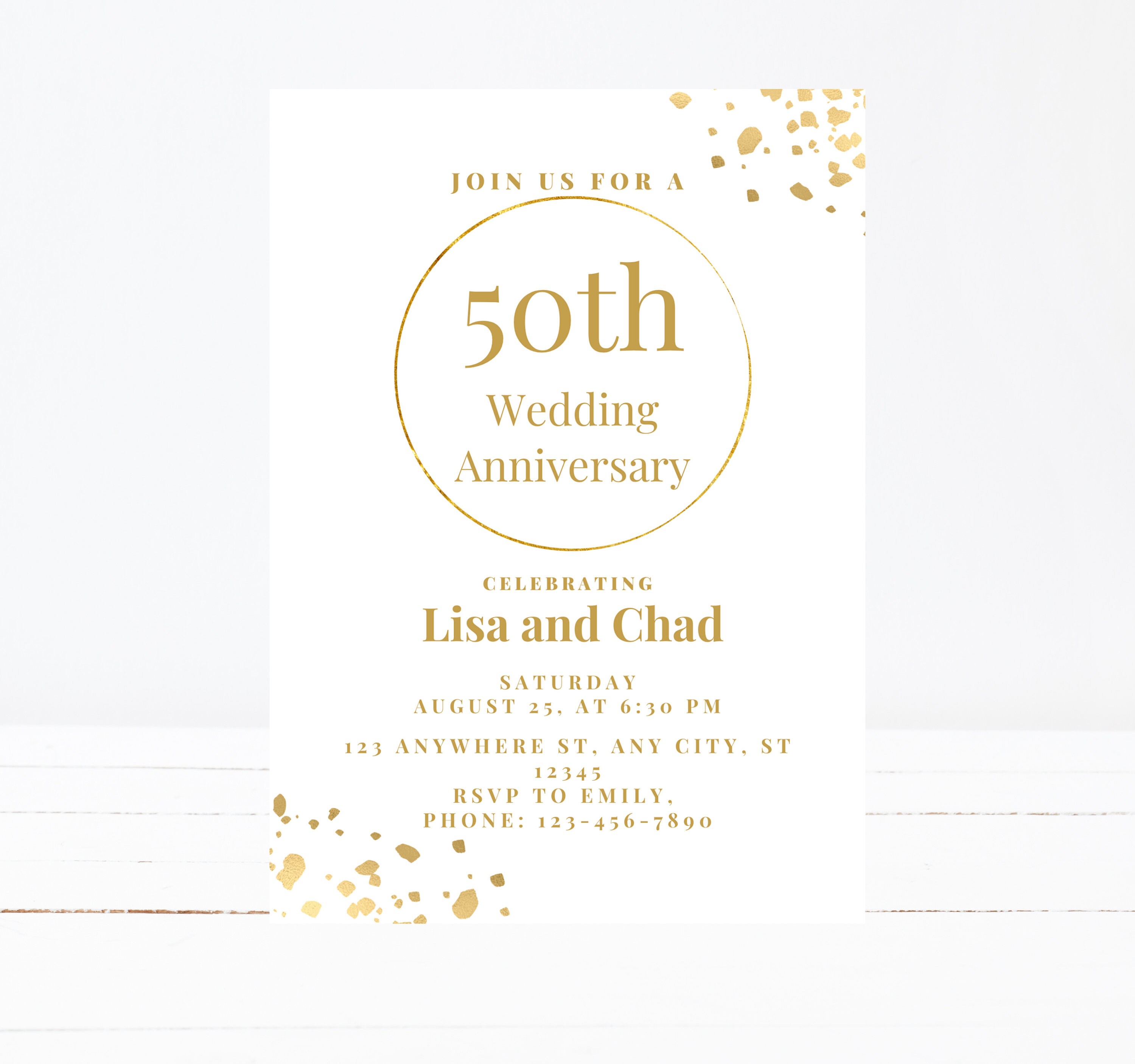 50th Wedding Anniversary Invitation Template, Golden Wedding Invitation ...