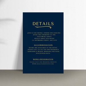 Wedding Invitation Set, Printable Wedding Invitation Template, Navy ...