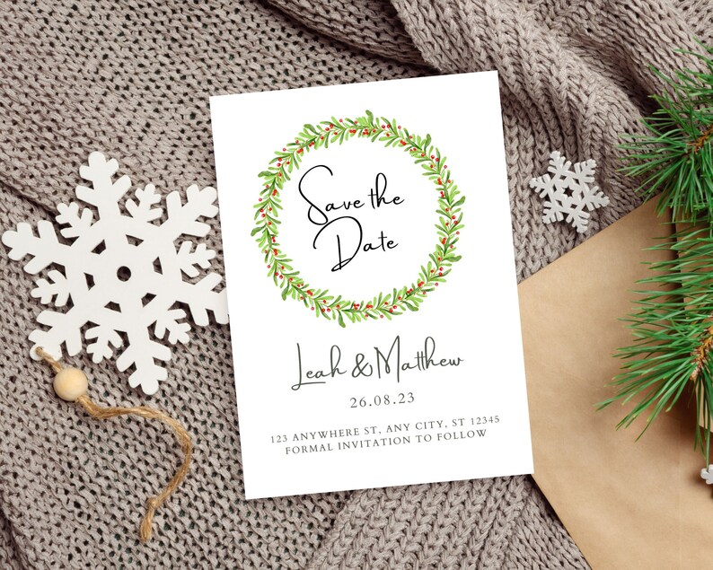 Christmas Save the Date Template Editable Template Instant Download