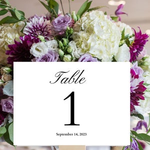 Luxury Wedding Table Numbers Template, Table Number Card, Number Template, Editable Template, Instant Download, Printable Template