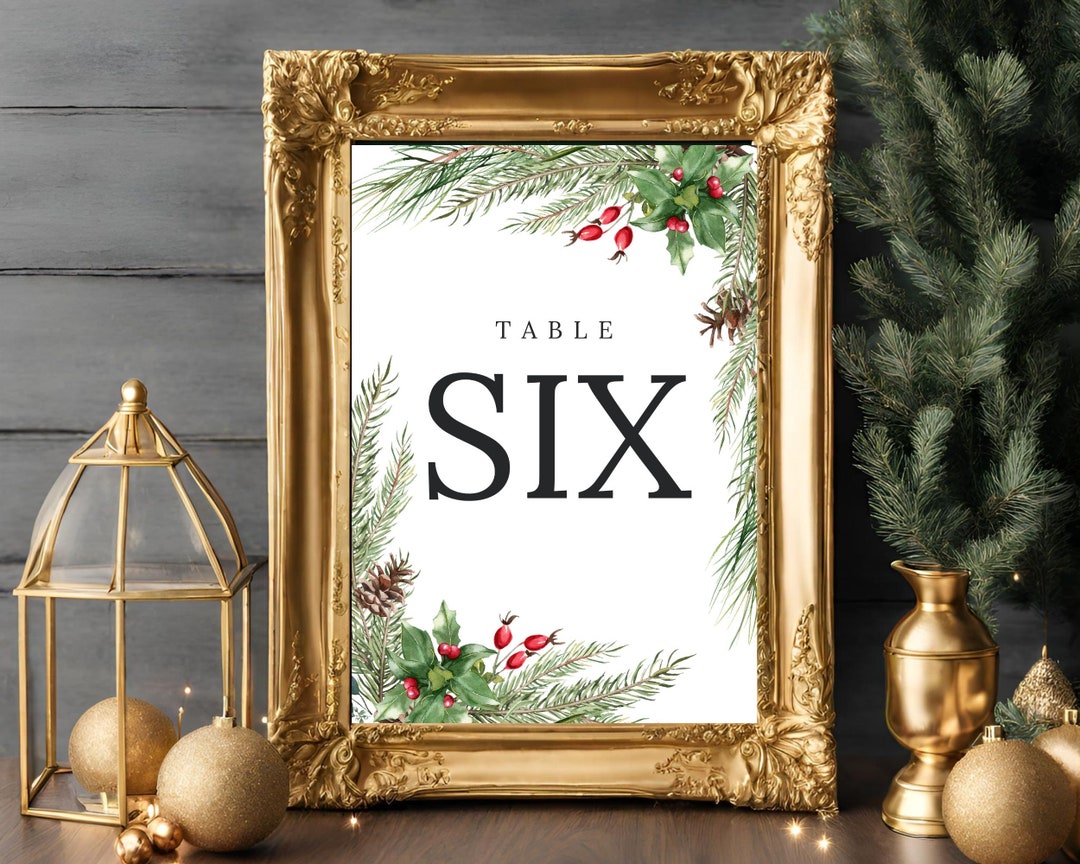 Christmas Table Number Card Christmas Wedding Table Cards Etsy
