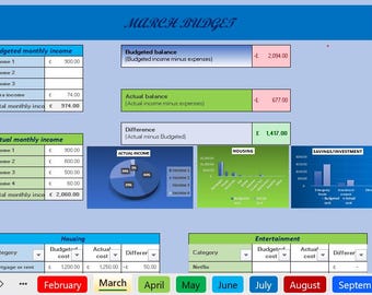 Eenvoudige Excel-begrotings- en onkostenregistratie | Spreadsheet maandbudget | Geschikt voor beginners | Direct downloaden