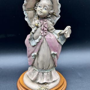 Vintage 1980s Capodimonte Giuseppe Armani Figure Little Girl w/Parasol 9in
