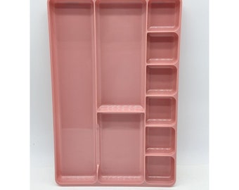 Vintage Retro Rogers Desk Drawer Organizer Tray Dusty Rose Mauve Pink 9x14 #517