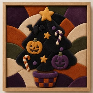 Kinusaiga boompatroon | Quilted patchworkontwerp voor alle seizoenen | Halloween, Kerstmis, Herfst | Digitale download JPG PNG