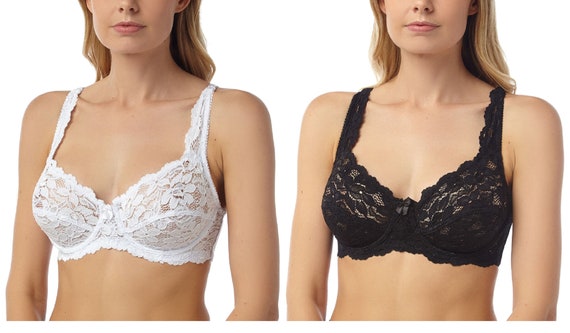 Brand New BEAUFORME Ladies Girls Non Padded Bra Underwired Lace Marlon  Designer, Colour Black and White -  Israel