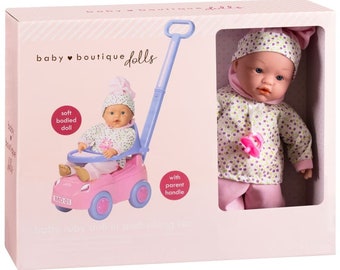 Kids Baby Boutique Ruby Doll in Push Along Car Stroll & Roll Dolly Assortment