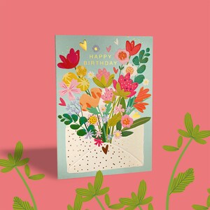 Carte d'anniversaire enveloppe florale image 1