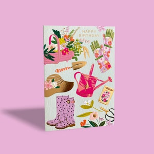 Carte d'anniversaire jardinage féminin image 1