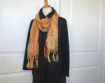 Soft Orange and Yellow coloured 100% Silk Scarf