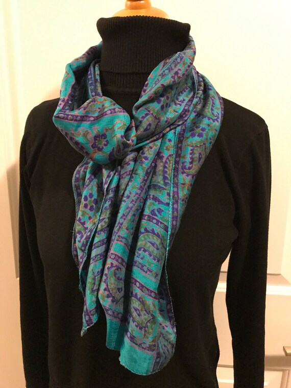 Beautiful Rectangular Silk Scarf - image 9