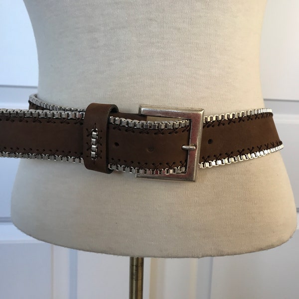 NANNI Milano Leather Suede and Metal Belt, Made in Italy, 95/38