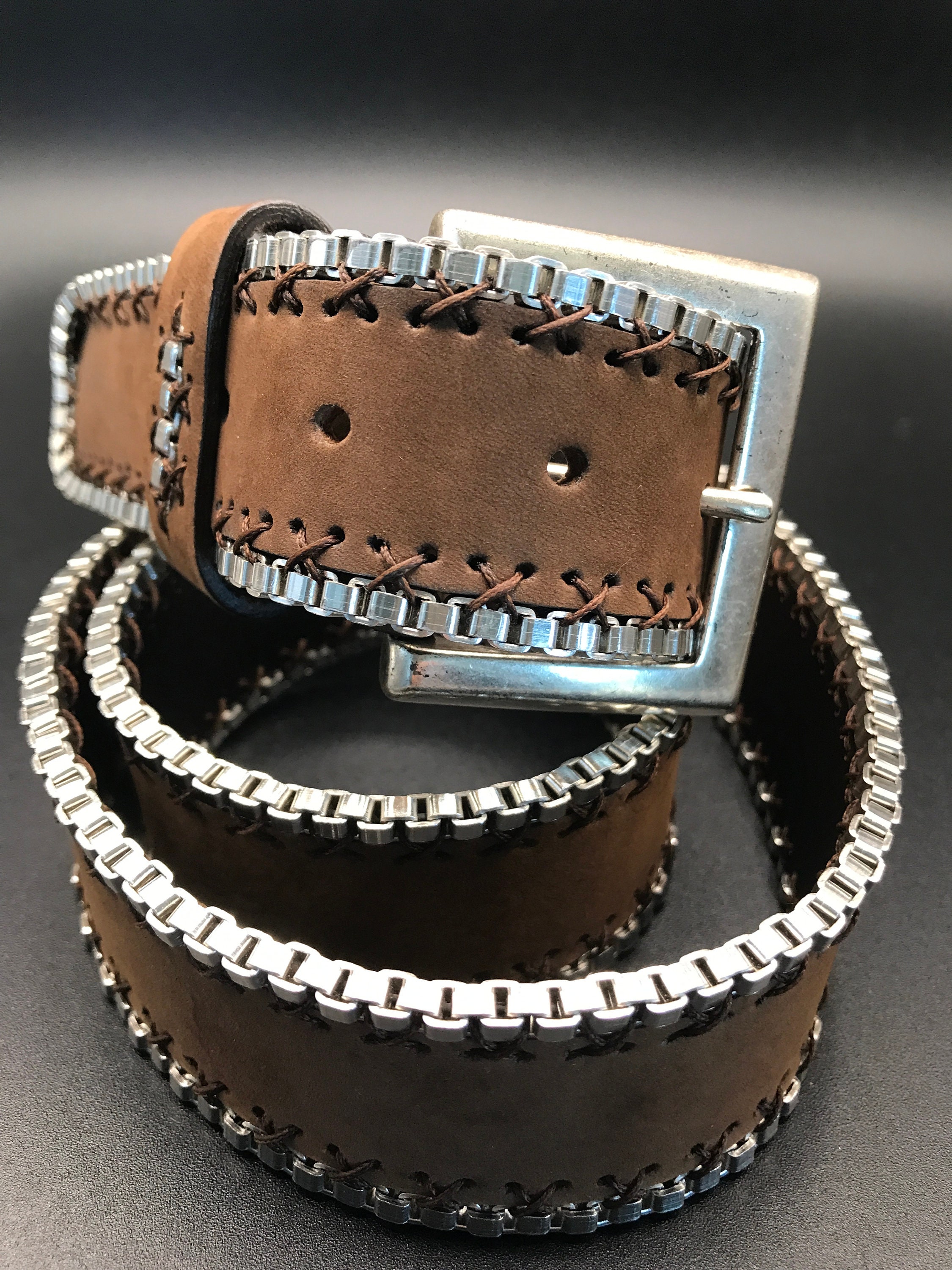 NANNI Milano Leather Suede and Metal Belt, Made in Italy, 95/38 - Etsy