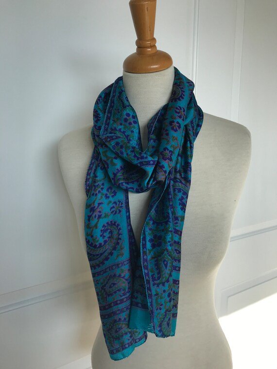 Beautiful Rectangular Silk Scarf - image 2