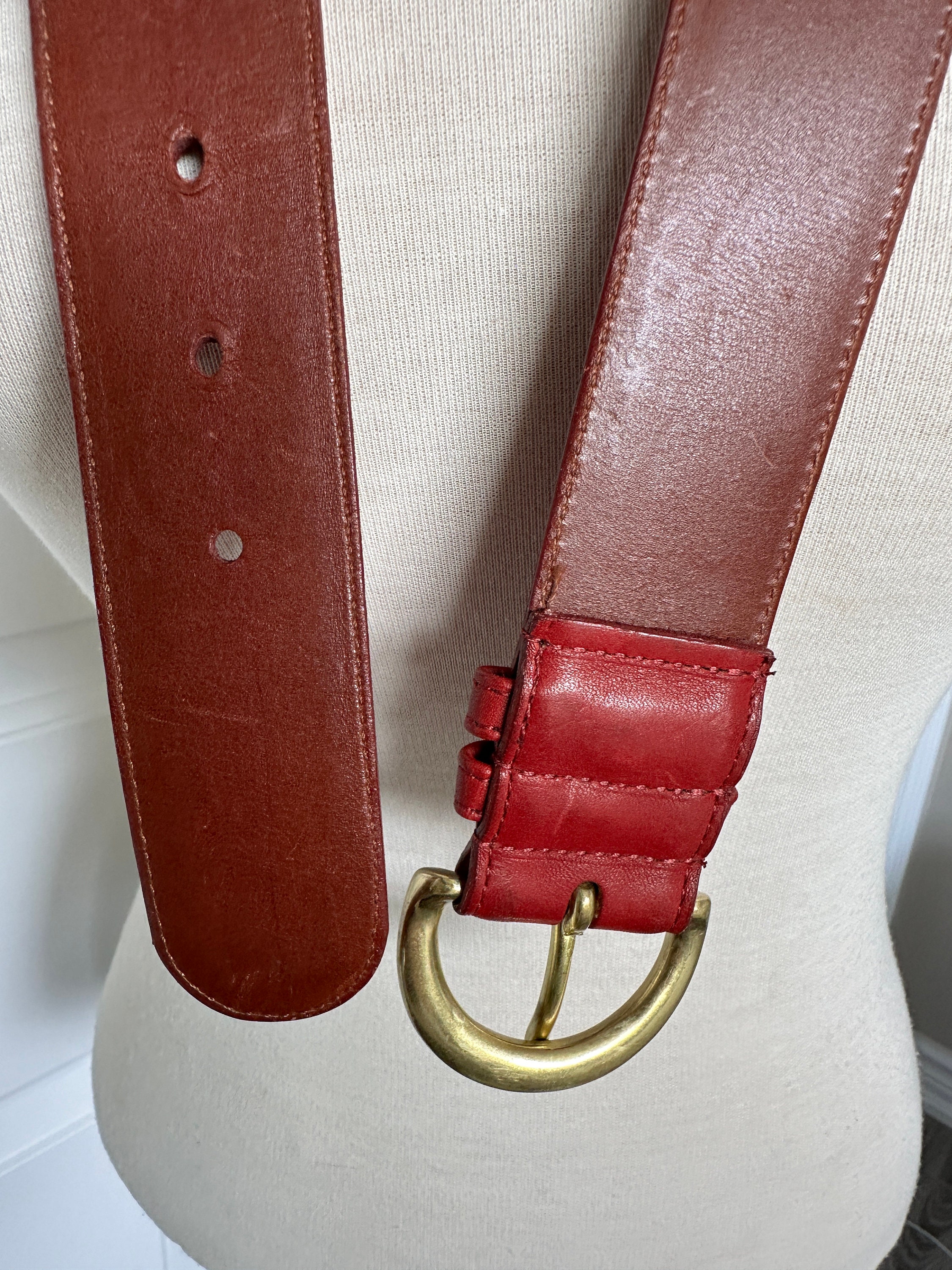 Vintage Coach Women\'s Red Woven Belt with Brown Leather Accents COACH VINTAGE RED LEATHER WOMEN main image 4