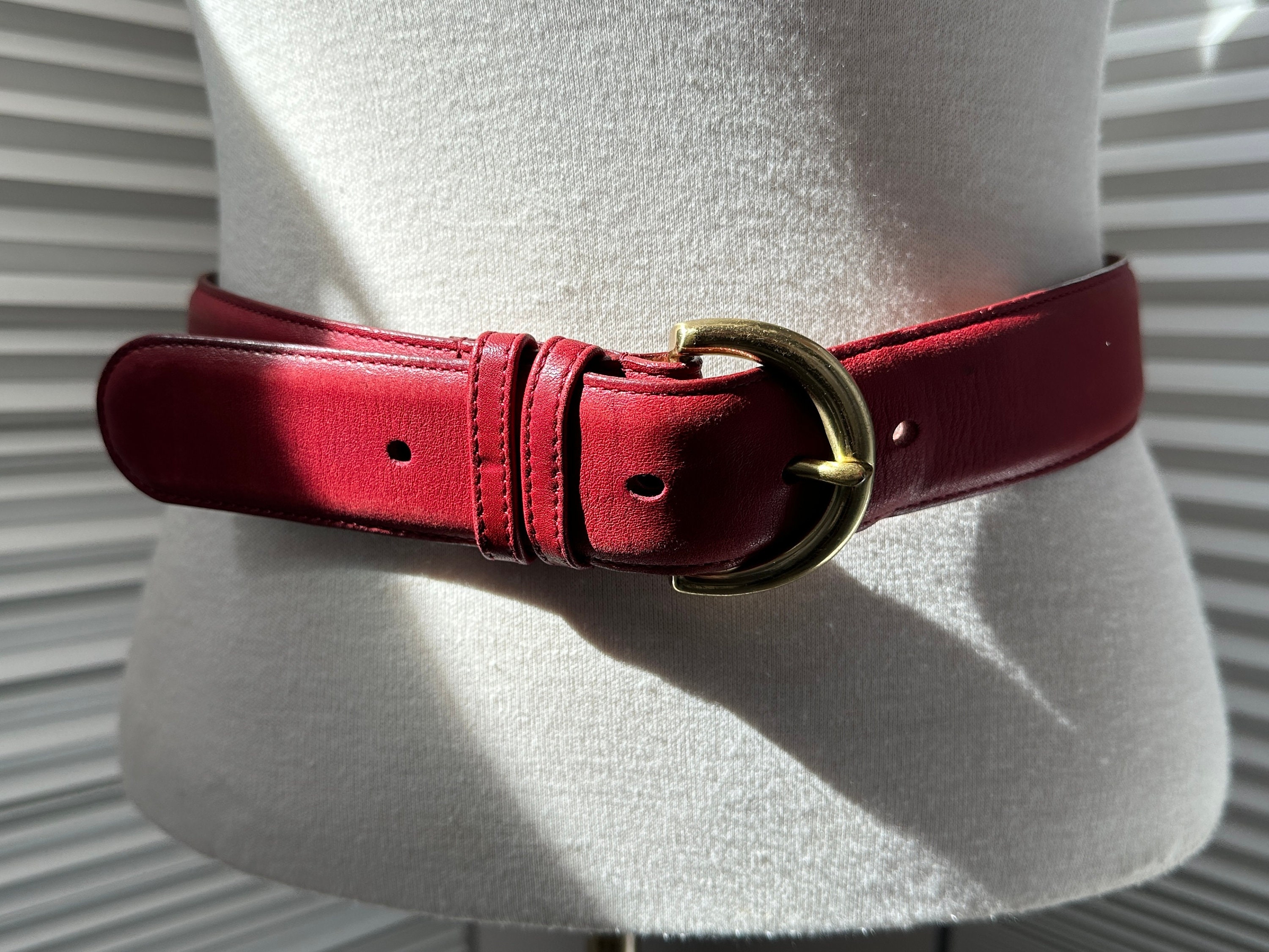 Vintage Coach Belt Womens Med Hand Tanned Red Leather Brass Buckle Made in USA Coach Leather Red Belts for Women for sale | eBay main image 3