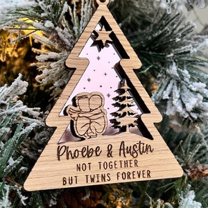 Not together but twins forever, Twin baby Christmas memorial bauble, baby twin remembrance ornament, Twin baby sympathy decoration