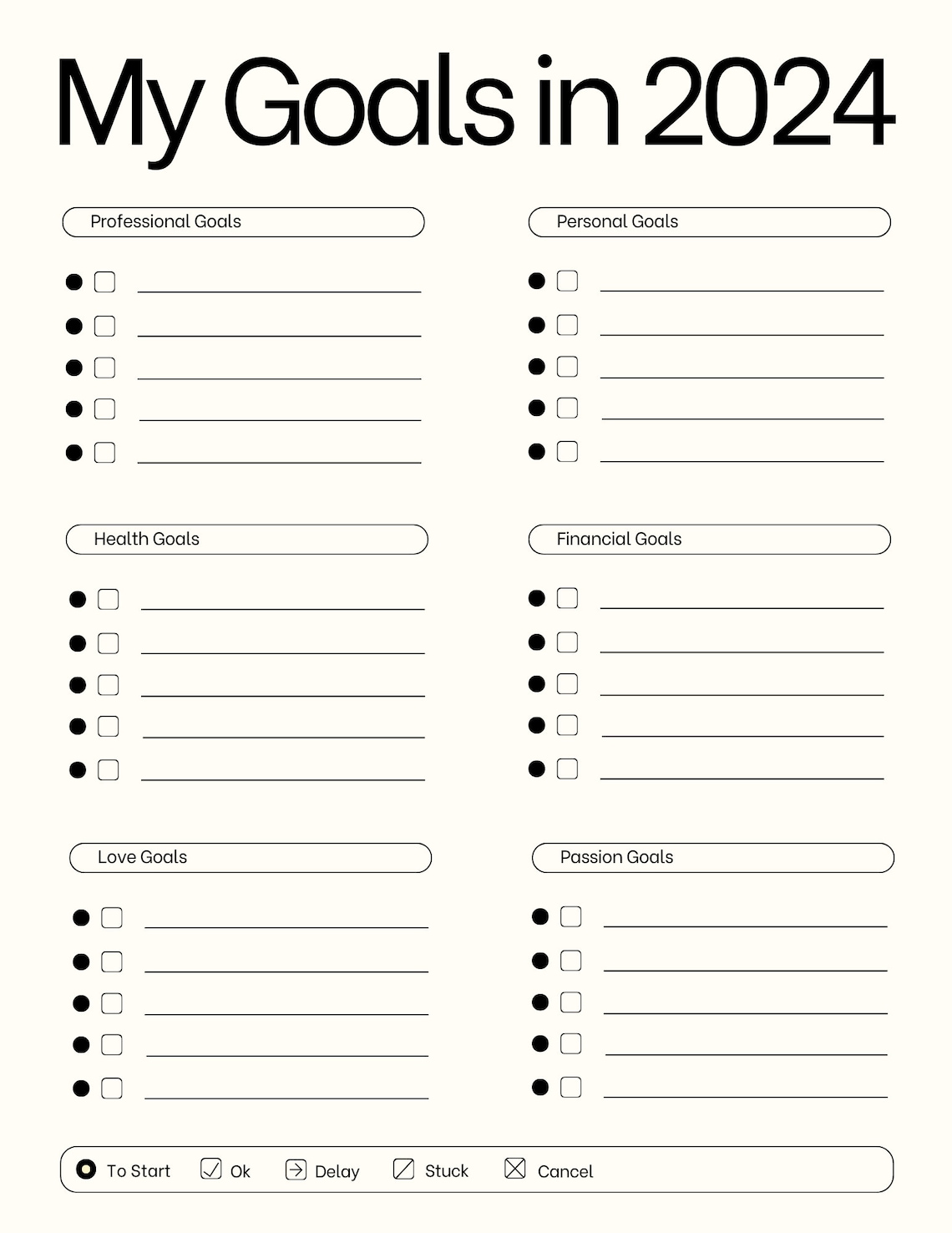 2024 Goals Organized Sheet Etsy